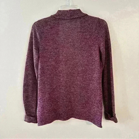 Kirra Purple Open Front Cardigan Sweater Size Large Long Cuffed Sleeve Pockets - Picture 5 of 14